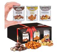 Salysol 6 Pack Mini Can Snack Variety - 2 BBQ Giant Corn 30g, 2 Chocolate Peanuts 50g, 2 Spicy BBQ Cocktail 50g - Gift Box Snack Set for Men and Women