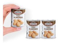 SALYSOL Snacks Fried Blanched Almonds 3 x 50g Cans - Delicious Pure Natural Nuts for Snacking, Meals, and Cooking - Lightly Salted Flavourful Almond Nuts, Gift Sets for Men and Women in Gift Box