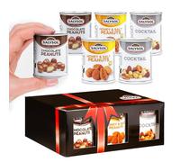 Salysol Snacks Nuts - Chocolate Peanuts, Honey Peanuts, Spicy Cocktail 6 x 50g - Chocolate Gift Box - Delicious Pure Natural Nuts - Thoughtful Gift Sets for Him and Her