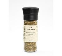 Salz-Berg Mediterranean Plateau Seasoning for Pasta, Salad & Eggs - Sea Salt, Garlic, Onion, Herbs & White Pepper, Gluten Free, All-Natural, Glass Jar Ceramic Grinder