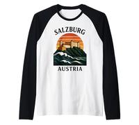 Salzburg Austria Retro Alpine Castle Travel Austrian Music Raglan Baseball Tee