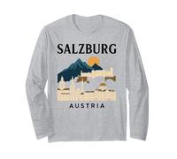 Salzburg Austria Retro Alpine Old Town Travel Austrian Music Long Sleeve T-Shirt