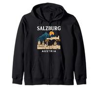 Salzburg Austria Retro Alpine Old Town Travel Austrian Music Zip Hoodie