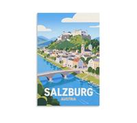 Salzburg Austria Vintage Travel Poster 20x30inch(50x75cm) Wall Decor Painting Canvas Wall Art Living Room Poster Bedroom