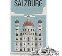 Salzburg Cathedral Poster Jigsaw Puzzles Puzzle for Adults Kids. 1000 Pieces Impossible Challenge Toy Educational Game Home Decoration for Adults& Kids Age 14 Years Up 1000pcs (75x50cm)