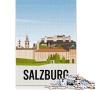 Salzburg Cityscape Jigsaw Puzzles Puzzles for Adults Kids. 1000 Pieces Great Gifts Challenge Toy Educational Games Home Decoration for Adults& Kids Age 14 Years Up 1000pcs (38x26cm)