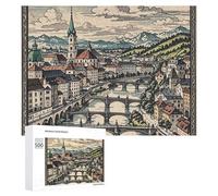 Salzburg Region Puzzle for Adults Wooden Jigsaw Puzzle for Mother's Day Premium Puzzle with Unique Art Design Challenging Brain Teaser Birthday Gift for All Ages 500 PCS