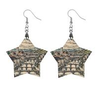 Salzburg Region Wooden Earrings for Women, Vintage Elegant Wood Jewelry, Lightweight Earrings for Wedding, Party, Everyday Jewelry Gift, Star, Wood, wood