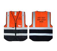 Salzmann Custom Printed Hi Vis Reflective Vest | Safety Vest with Zip | Made with 3M Reflective Material | Multi Pocket Work Vest | Yellow, Orange, Red, Navy - XS, S/M, L/XL, 2XL/3XL, 4XL