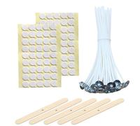SALZOYART Candle Wicks for Candle Making | 100 Wicks with Wick Stickers Wick Holders for DIY Candle Making Supplies Pack