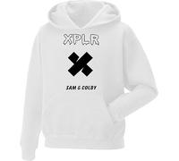 Sam and Colby XPLR Merch Hoodie Long Sleeve Sweatshirt Casual Pullover Hoodies Unisex Tops for Uk Mens/Women/Kids Hip Hop Casual Streetwear for Hip Hop Fans, Birthday Christmas White
