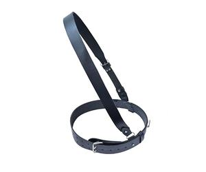 SAM Brown Adjustable Genuine Leather Shoulder Belt, Black, Unisex Harness Strap for Adults, Cosplay, Display or Costume Use, Heavy Duty Brass Buckle, Sizes 32 to 50, Leather Display Belt (40)