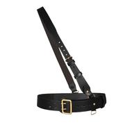 Sam Browne Belt with Shoulder Strap - Genuine Leather Police & Military Style Belt - Adjustable Black Leather Duty Belt with Solid Brass Buckles for Uniform, Ceremonial & Costume Wear (32)