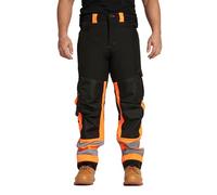 Sam Caan® Hi Vis Mens Work Trousers Softshell Men High Visibility Viz Reflective Water Resistant Cargo Rain Proof Repellent Windproof Safety Site Work Wear Builder Pants Soft Shell Workwear Warm