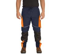 Sam Caan® Hi Vis Mens Work Trousers Softshell Men High Visibility Viz Reflective Water Resistant Combat Cargo Rain Proof Repellent Windproof Safety Site Work Wear Builder Pants Soft Shell Workwear