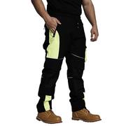 Sam Caan® Hi Vis Mens Work Trousers Softshell Men High Visibility Viz Water Resistant Cargo Rain Proof Repellent Windproof Safety Site Work Wear Builder Pants Soft Shell Workwear Warm