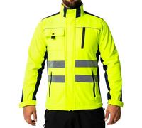 Sam Caan® Hi Vis Softshell Jacket Men High Visibility Viz Reflective Water Resistant Shower Proof Rain Repellent Windproof Safety Site Coat Work Wear Builder Soft Shell Workwear Warm Top