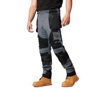 Sam Caan® Mens Work Trousers Workwear Safety Trouser Holster Pockets Cargo Working Pants for Men Grey-Black
