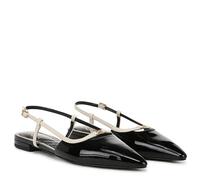 Sam Edelman Women's Cohen Ballet Flat, Black Patent/Alpine Ivory, 4.5 UK