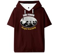 Sam Fender People Watching Hooded T-Shirt Short Sleeve Tee Women Men Streetwear Outdoor Sportwear Tops (Brown,S)