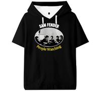 Sam Fender People Watching Hooded T-Shirt Short Sleeve Tee Women Men Streetwear Outdoor Sportwear Tops (Black,XXL)