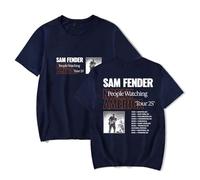 Sam Fender People Watching North America Tour 2025 Merch T-Shirt Unisex Crew Neck Short Sleeve Top (Navy,4XL)