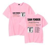 Sam Fender People Watching North America Tour 2025 Merch T-Shirt Unisex Crew Neck Short Sleeve Top (Pink,XXL)