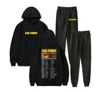 Sam Fender People Watching Tour 2025 Hoodie Jogger Pants Two Piece Sets Sweatshirts+Sweatpants Women Men's Set (Black,S)