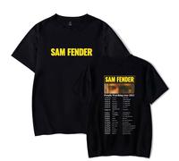 Sam Fender People Watching Tour 2025 Print T-Shirt Men Women O-Neck Fashionable Short Sleeve (Black,L)