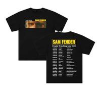Sam Fender People Watching Tour 2025 T-Shirt Crewneck Short Sleeve Cotton Tee Women Men Streetwear Tops (Black,S)