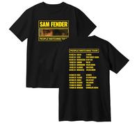 Sam Fender People Watching Tour Cotton T-Shirt Crewneck Short Sleeve Tee Women Men Casual Fashion Tops (Black,L)