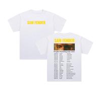 Sam Fender T-Shirt 2025 People Watching Tour Merch Crewneck Short Sleeve Cotton Tee Women Men Streetwear Tops (White,M)