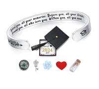 SAM & LORI 2024 Unique Graduation Gifts for Her-Graduation Cap Box-Adjustable Bracelet for 5th 8th Middle School High School College Grads, Adjustable, Stainless Steel, no gemstone