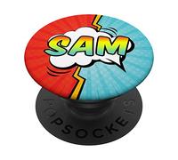 Sam Name Pop Comic Book Art Superhero Men PopSockets PopGrip: Swappable Grip for Phones & Tablets