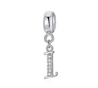 sam panda Alphabet Charms 926 Sterling Silver Letter Initial A-Z Charm Beads Fit pandora for Bracelet, Silver (I)