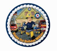 Sam The Fireman Personalised Edible Cake Topper & Cupcake Toppers - Round/Square/Costco and more (1. Round)