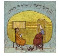 Sam Toft Home Is Where The Dog Is Mounted Print 30cm x 30cm Grey/Yellow/White