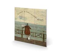 Sam Toft It Ebbs & Flows And Comes & Goes... Wood Square Plaque Blue/brown/light Beige (30Cm X 30Cm)