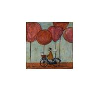 Sam Toft Love Is All Around Mounted Print Blue/Pink/Brown 30cm x 30cm