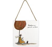 Sam Toft Sometimes We Just Sit & Think Wooden Plaque in Bright Yellow Sam Toft Bright Yellow