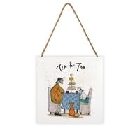 Sam Toft Tea For Two Wooden Plaque White/mustard Yellow/blue (One Size)