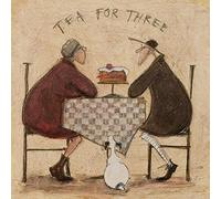 Sam Toft WDC95098 "Tea For Three 2" Canvas Print, Cotton, Multi-Colour, 3.20 x 40.00 x 40.00 cm