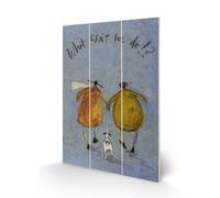 Sam Toft What Cant We Do Wood Mini Plaque Blue/brown (29.5Cm X 20Cm)