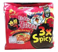 Sam Yang 3 x Spicy Buldak Hot Chicken Flavour Instant Korean Noodles - 140g x 5 Pack (5 Piece Combo) (Imported), 140g