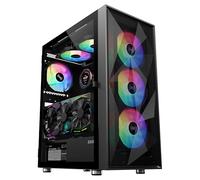 SAMA 3509 Black ATX Mid Tower PC Case - Steel Mesh Front, Hinged Tempered Glass Side Panel, 4×ARGB Fans Pre-Installed, USB 3.0×2, 360mm AIO Liquid Cooler Support