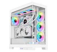 SAMA PC Case with Dual Tempered Glass Panels, 4×120mm ARGB Fans Pre-Installed, High Airflow ATX for Gaming, USB 3.0×2, Type-C Port, Supports Top 360mm AIO - White
