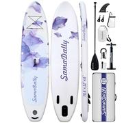 SamaDally 10.6' Inflatable Stand Up Paddle Boards, 32" Paddle Board of All Skill Levels with Complete Inflatble SUP Accessories, Hand Pump, Waterproof Bag, Removable Fin, Leash (Purple Flower)