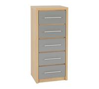 samaira wooden narrow chest of drawers in grey high gloss