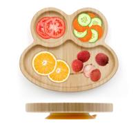 Samaly Bamboo Baby Plate with Silicone Suction Plate for Baby Toddler Kids- Divided Unbreakable- Non-Slip