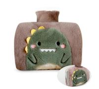 Samaly Hot Water Bottle with Cover, 1.2L Winter Hand Warmer, Soft Faux Fur Thermos for Pain Relief, Neck and Shoulders, Menstrual Cramps, Foot Warmer, Dinosaur